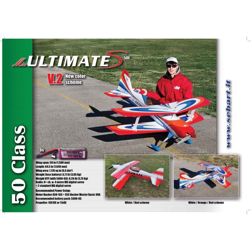 Sebart - Miss Ultimate 50E Biplane   W/ORANGE/RED