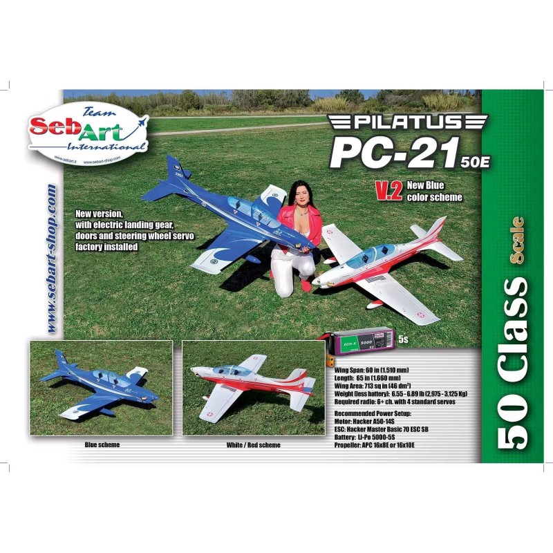 Sebart - PC-21 50E Biano/Rosso - V2 + Carrelli ret